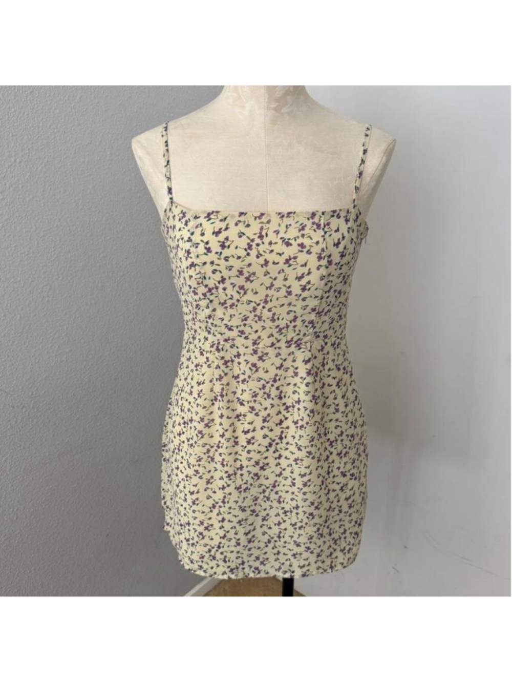 Nasty Gal cream & purple floral mini dress - Size 4